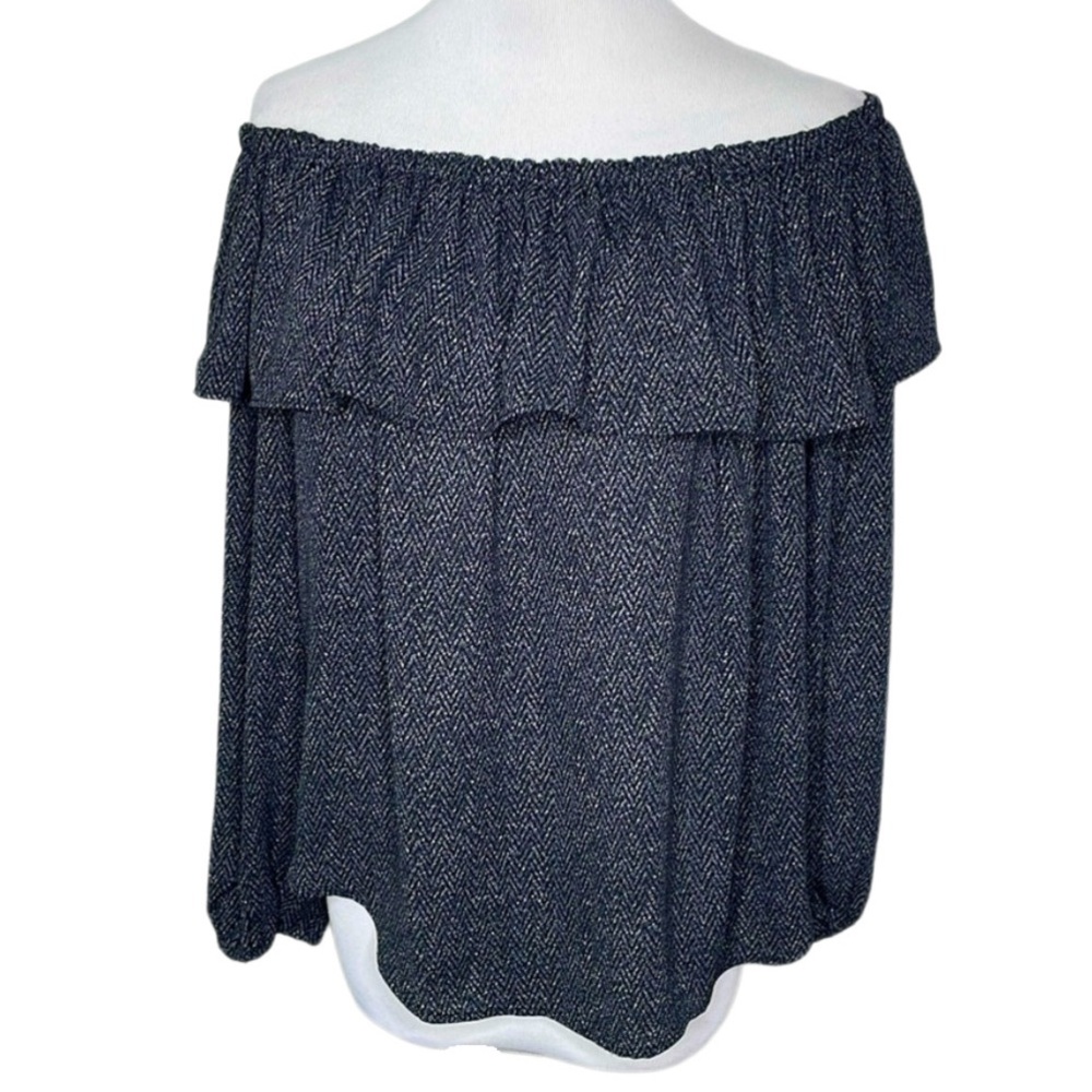 Ann Taylor Long Sleeve Light Weight Off-Shoulder Ruffle Blouse